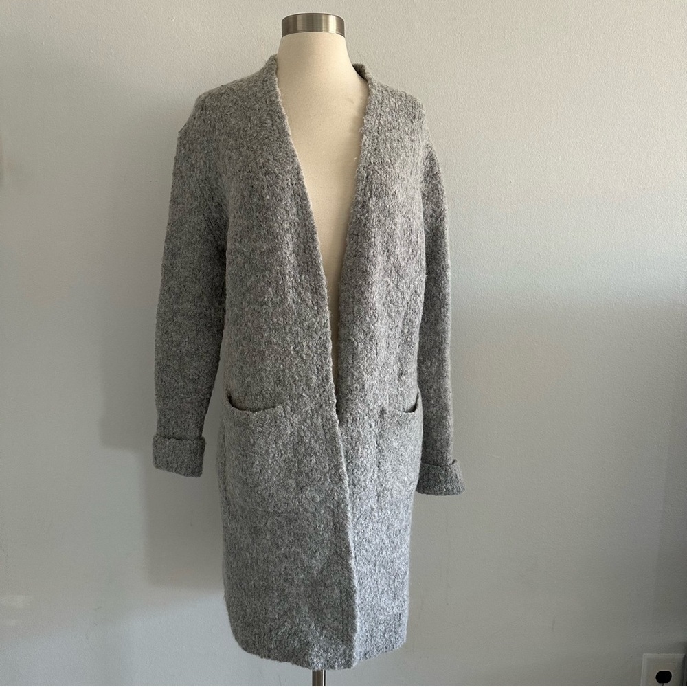 Banana Republic Boucle Duster Grey Cardigan Wool Alpaca Blend XS